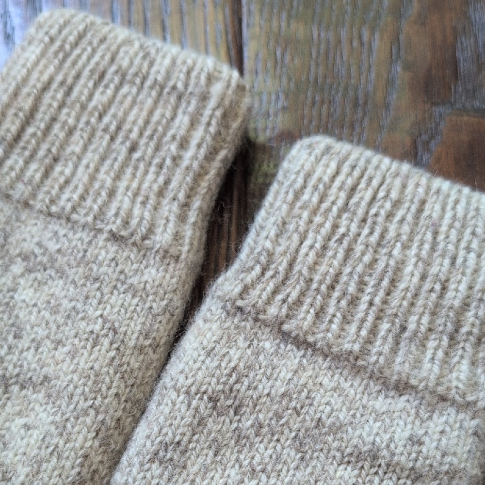 Vintage Wool Tan Heather Oatmeal Winter Mittens - Picture 4 of 11